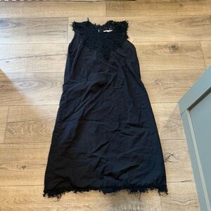 Vanessa Bruno Paris Size 40 Black Sleeveless Dress with Lace Detail